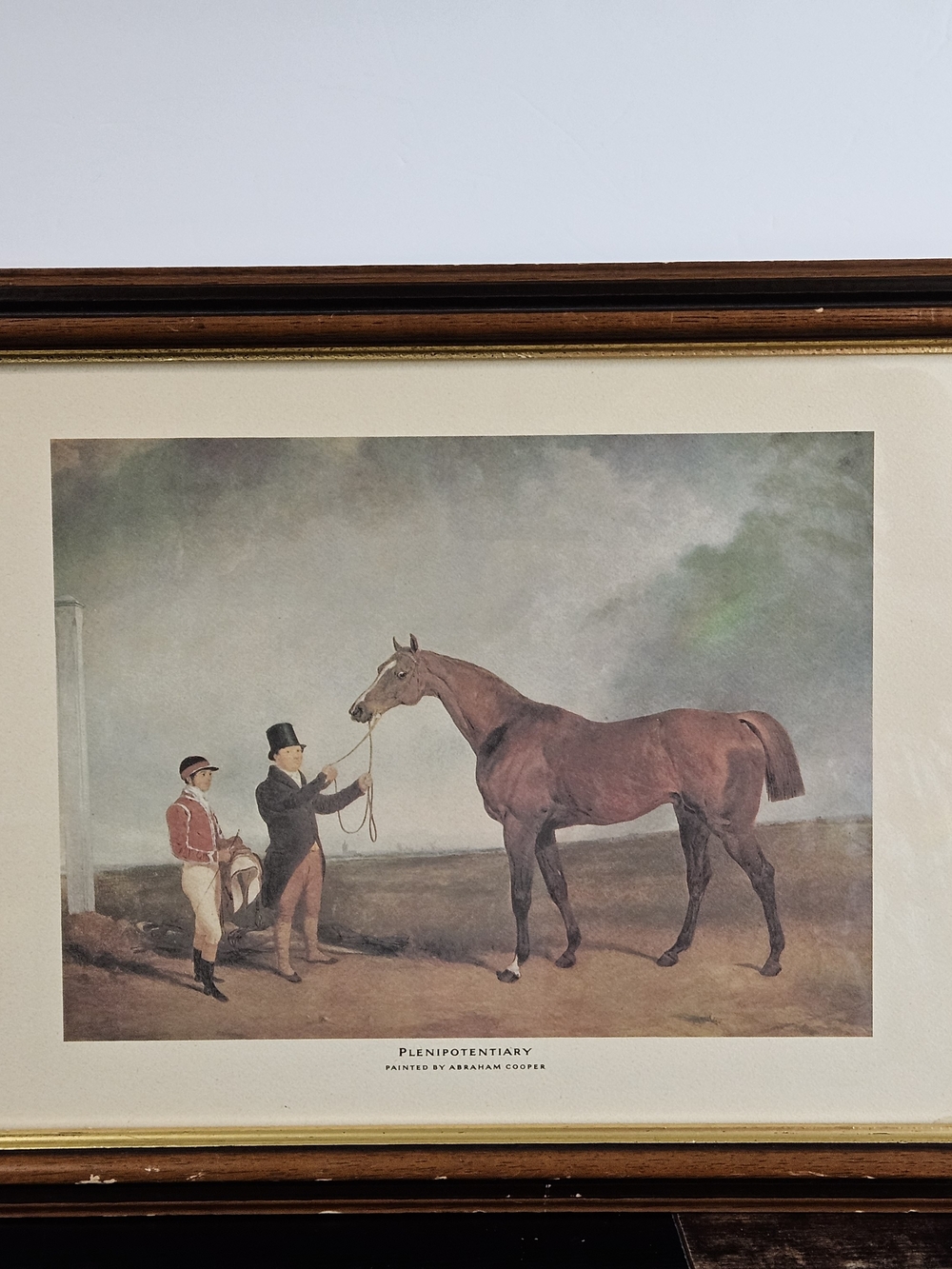 Framed Equestrian Print in Brown and Cream Plenipotentiary By Abrham Cooper